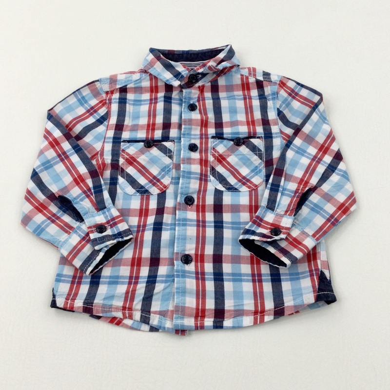 Red & Navy Long Sleeve Shirt - Boys 12-18 Months