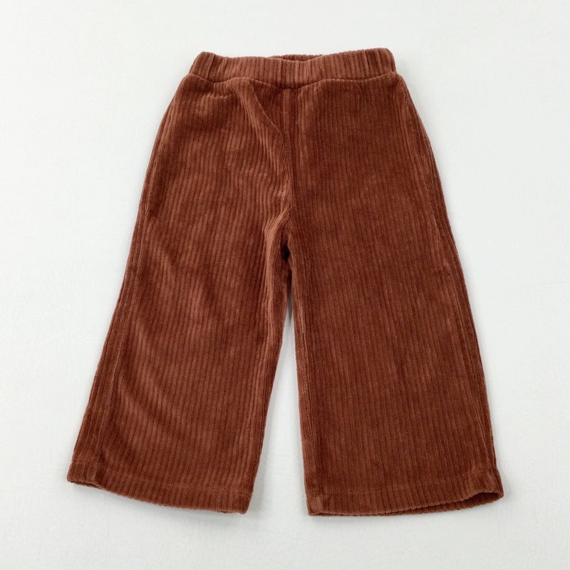 Textured Brown Velour Trousers - Girls 12-18 Months