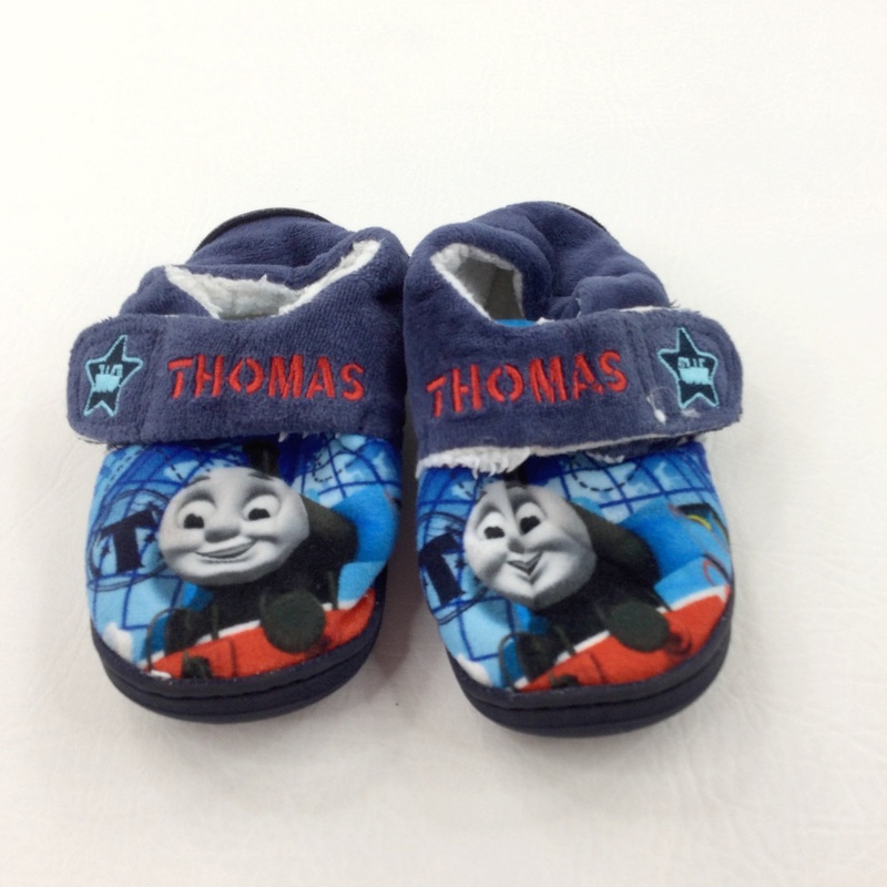 Thomas The Tank Engine Navy Velcro Slippers - Boys - Shoe Size 8