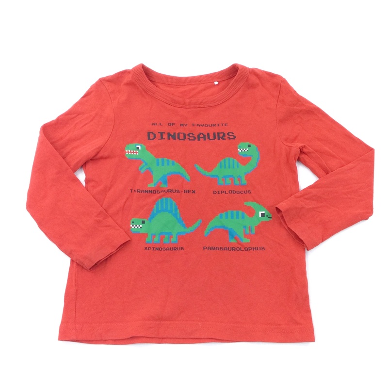 'All Of My Favourite Dinosaurs' Red Long Sleeve Top - Boys 2-3 Years