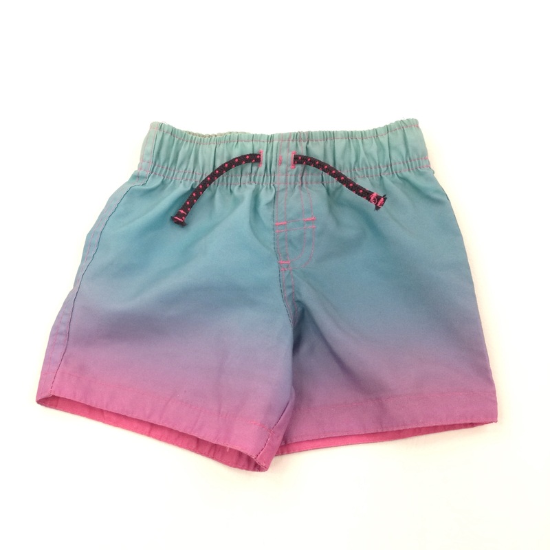Blue & Pink Polyester Shorts - Boys 9-12 Months