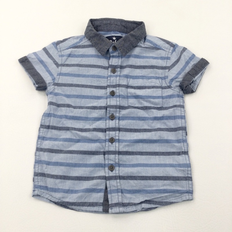 Blue Striped Cotton Shirt - Boys 18-24 Months
