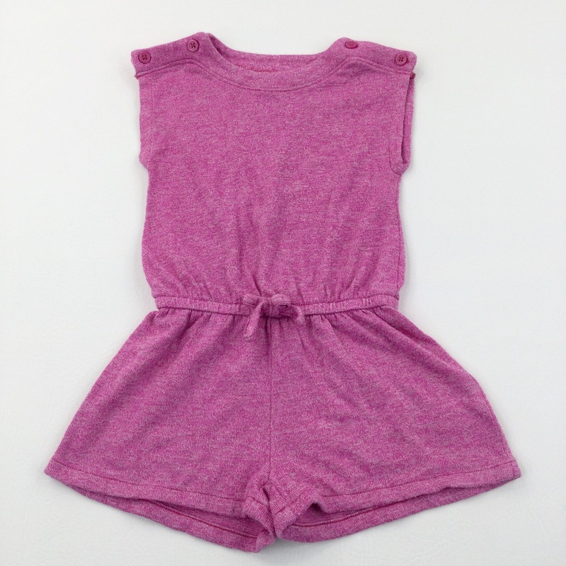 Dark Pink Mottled Jersey Playsuit - Girls 18-24 Months