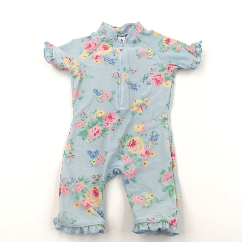 Flowers Pink & Blue Sun/Beach Suit - Girls 2-3 Years