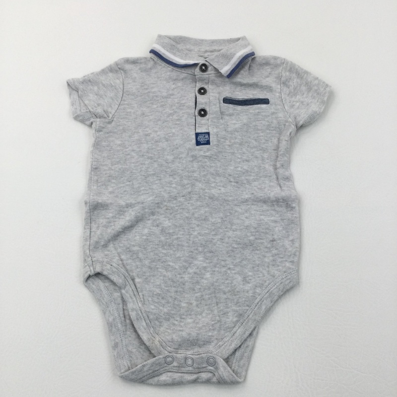 'Just Be Awesome' Grey Polo Shirt Style Short Sleeve Bodysuit - Boys 12-18 Months