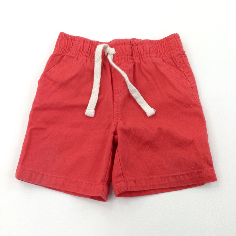 Red Cotton Twill Shorts - Boys 2-3 Years