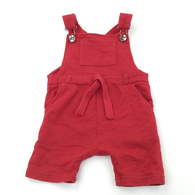 Red Jersey Short Dungarees - Boys/Girls 12-18 Months