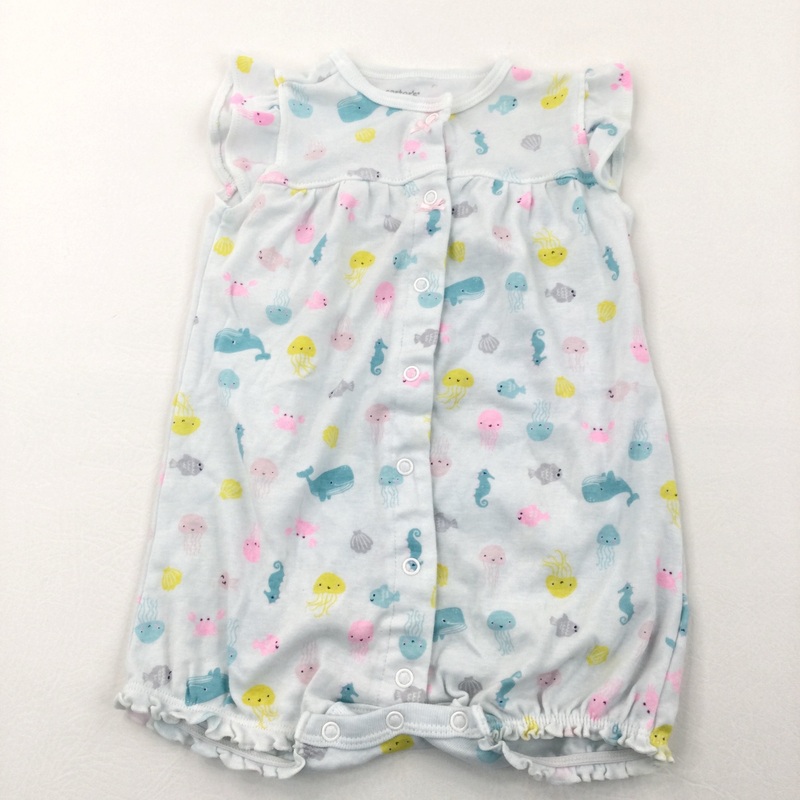 Sea Creatures Blue Jersey Romper - Girls 18 Months