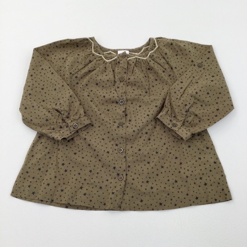 Stars Black & Olive Green Cotton Blouse - Girls 2-3 Years