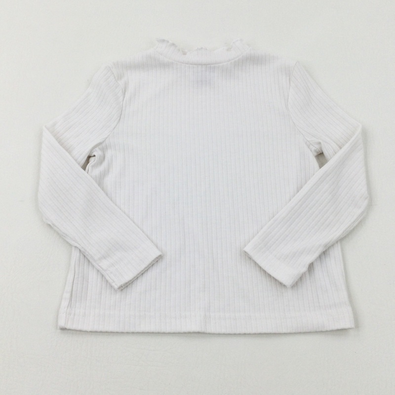 Textured White Long Sleeve Top - Girls 3-4 Years