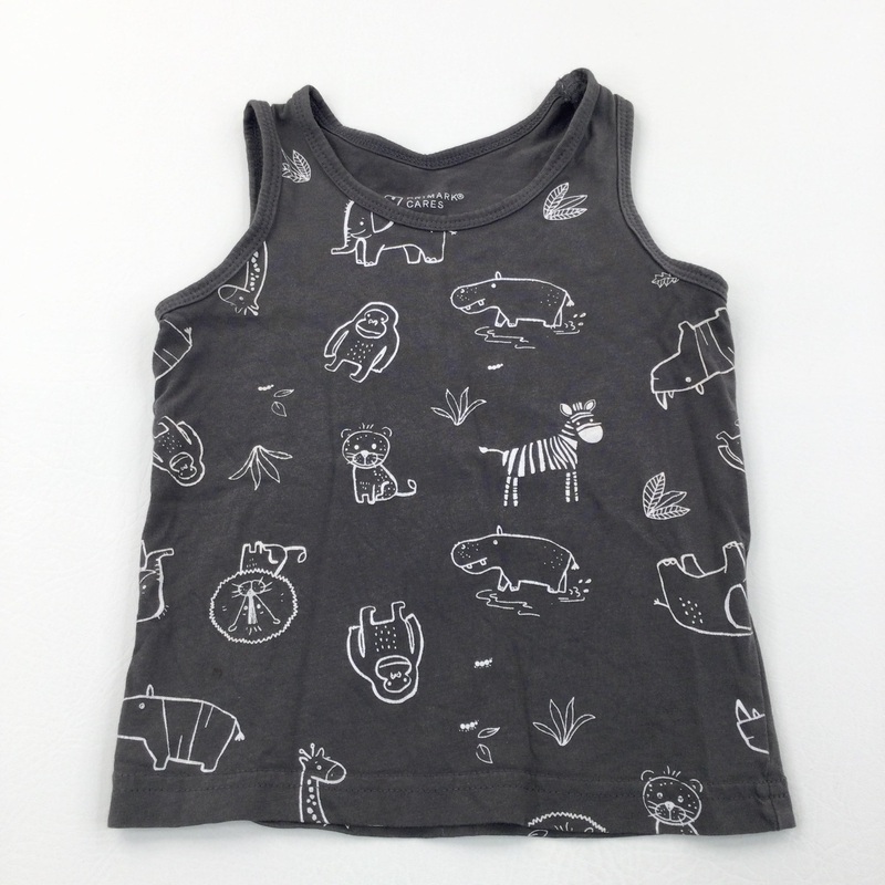 Wild Animals Charcoal Grey Lightweight Vest Top - Boys 18-24 Months