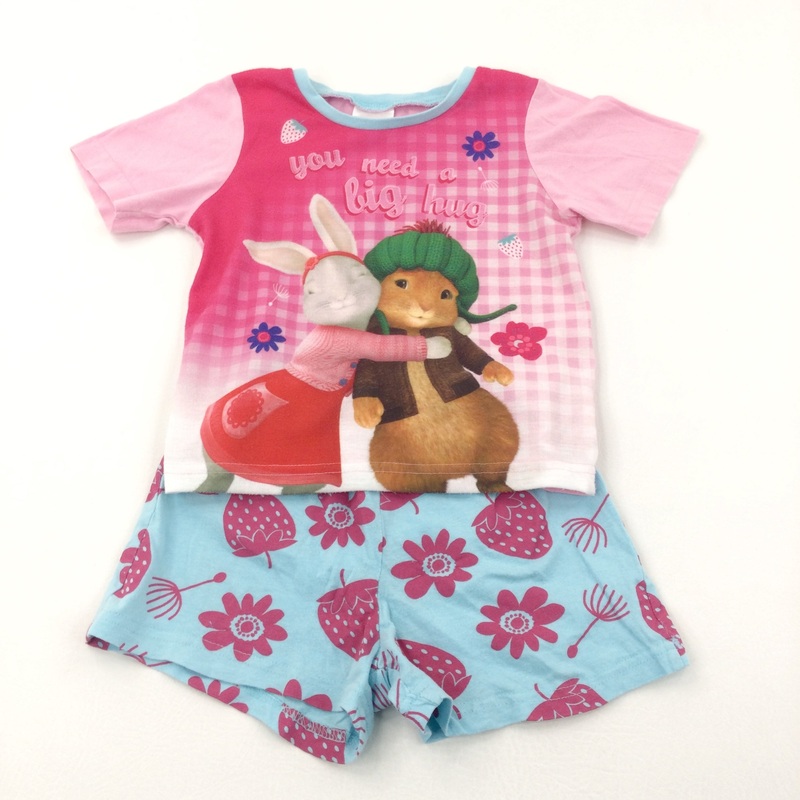 'You Need A Hug' Peter Rabbit & Friends Pink & Blue Short Pyjamas - Girls 18-24 Months