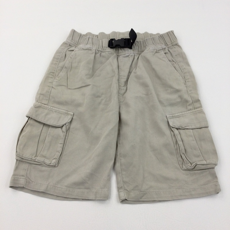 Beige Cotton Cargo Shorts with Clip Up Belt - Boys 10 Years