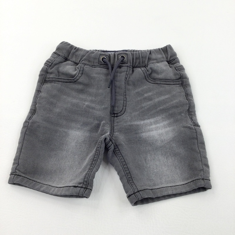 Black/Grey Stretchy Denim Shorts - Boys 3-4 Years