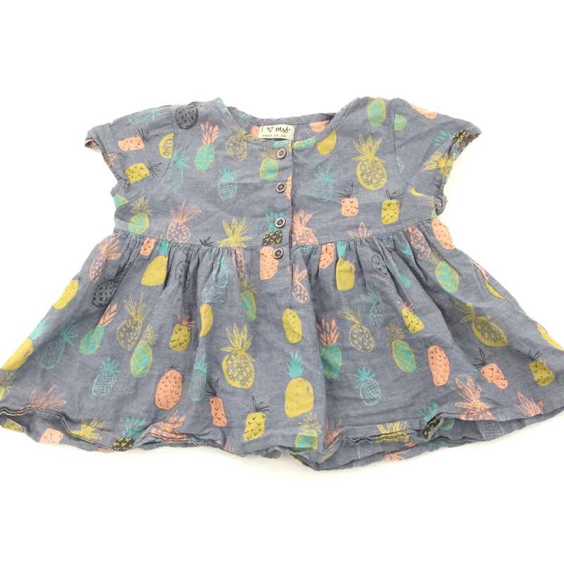 Colourful Fruit Blue Cotton Blouse - Girls 4-5 Years