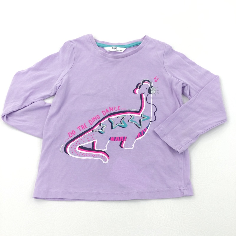 'Do The Dino Dance' Lilac Long Sleeve Top - Girls 3-4 Years