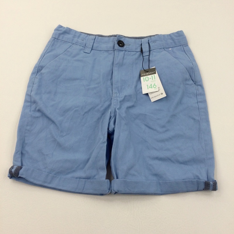 **NEW** Blue Cotton Twill Shorts with Adjustable Waistband - Boys 10-11 Years