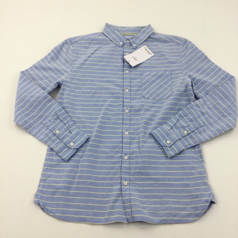 **NEW** Blue & Yellow Striped Cotton Shirt - Boys 12-13 Years