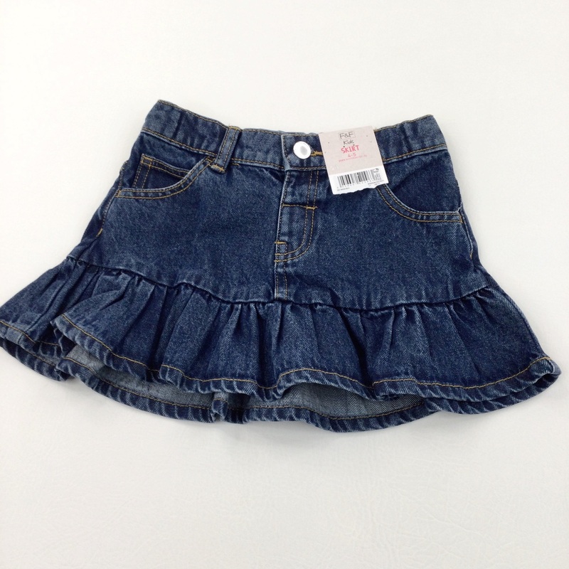 **NEW** Dark Blue Denim Skirt with Adjustable Waistband - Girls 4-5 Years