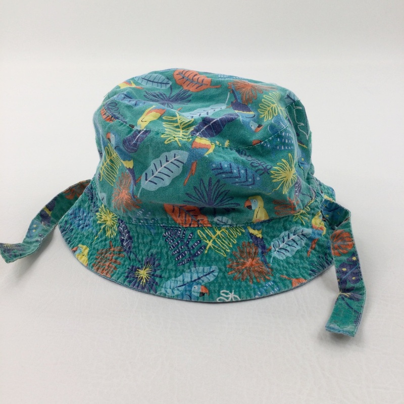Reversible Jungle Animals Green/Blue Cotton Sun Hat - Boys 3-6 Years