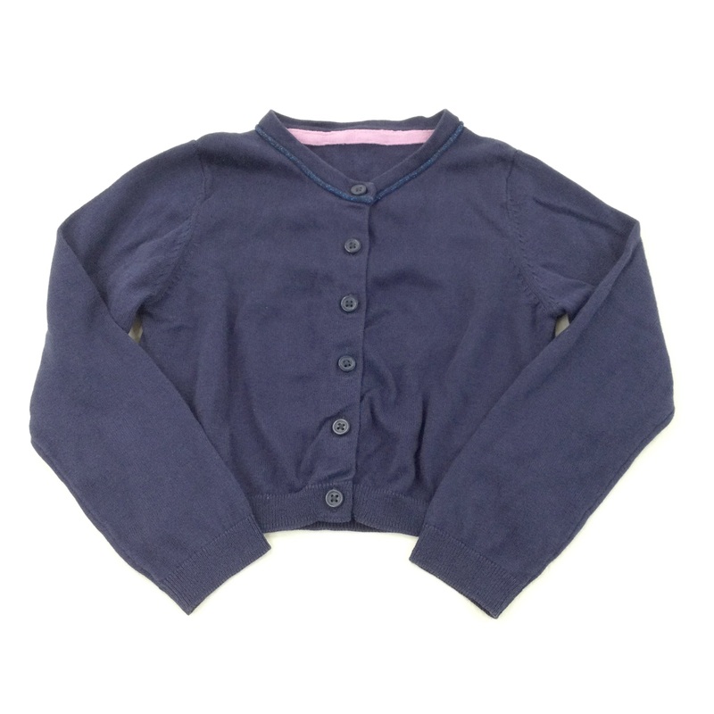 Sparkly Neckline Navy Lightweight Knitted Cardigan - Girls 4-5 Years