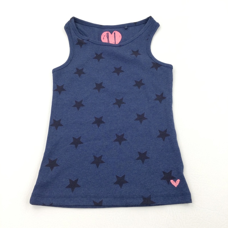 Stars Navy Ribbed Vest Top - Girls 5 Years