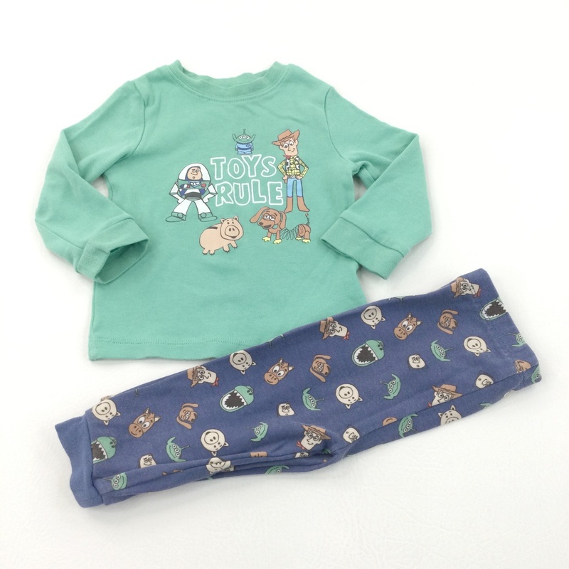 'Toys Rule' Toy Story Green & Navy Pyjamas - Boys 9-12 Months