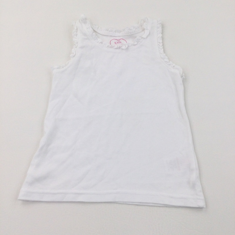 White Vest Top with Frill Detail - Girls 6 Years