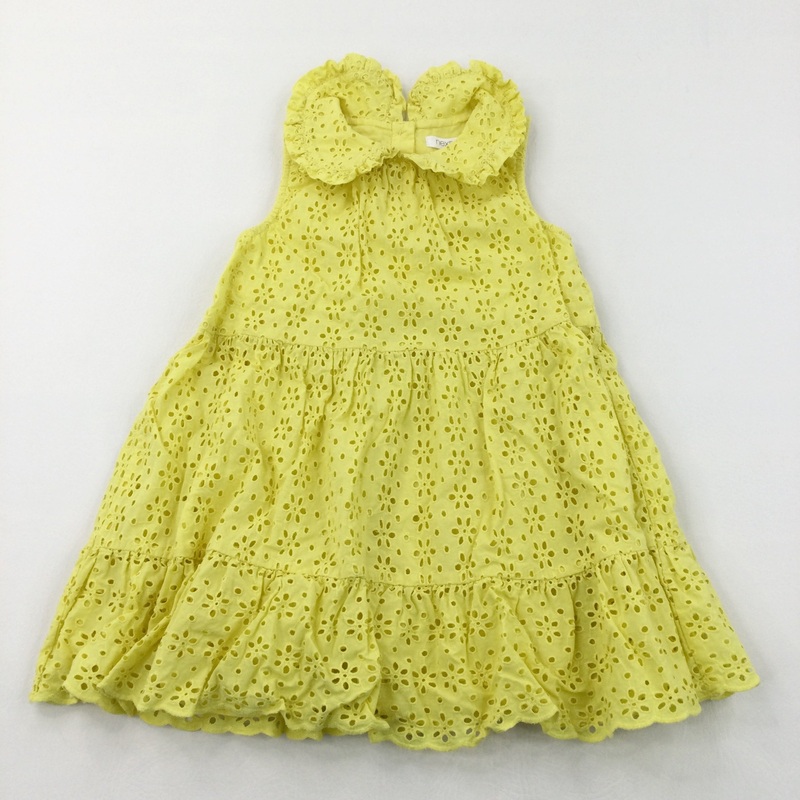 Yellow Broderie Cotton Dress - Girls 3-4 Years