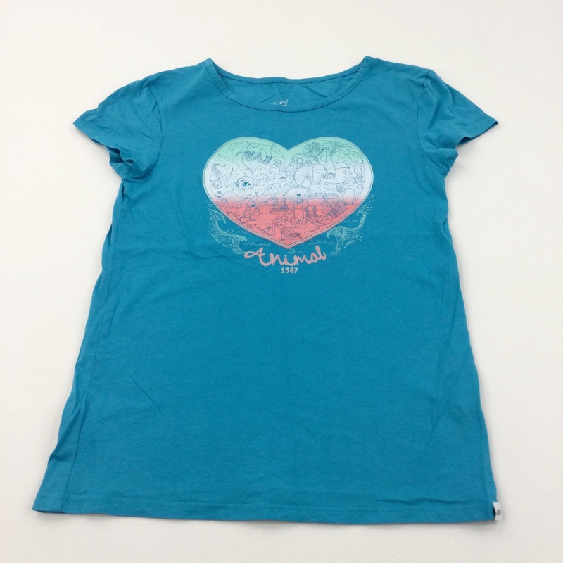 'Animal' Heart Blue T-Shirt - Girls 13-14 Years
