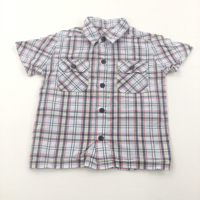 Blue, Red & Navy Checked Cotton Shirt - Boys 9-12 Months