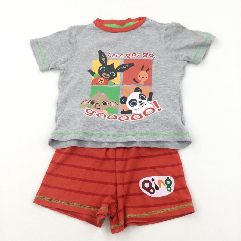 'Let's Go Go Gooo!' Bing Bunny Grey & Red T-Shirt & Jersey Shorts Set - Boys 18-24 Months