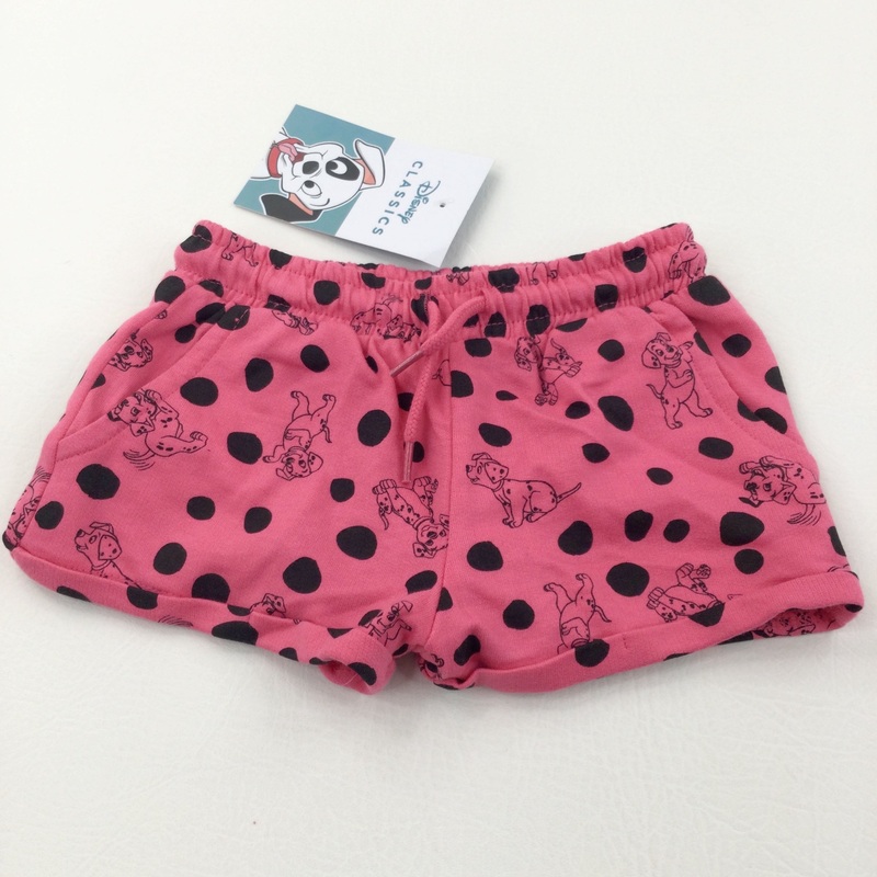 **NEW** 101 Dalmations Pink & Black Spotty Jersey Shorts - Girls 3-4 Years