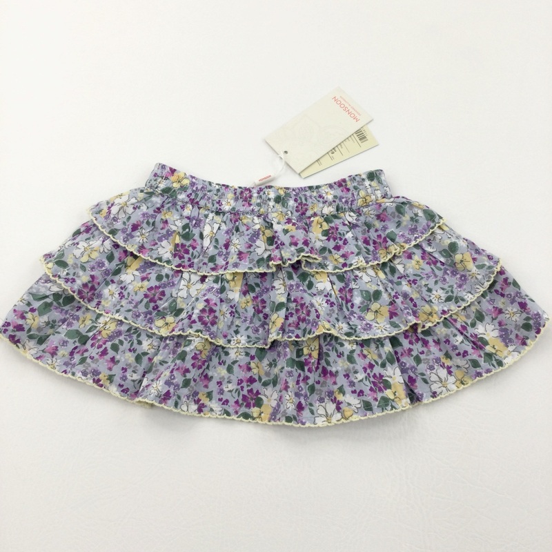 **NEW** Flowers Purple, Yellow & Grey Cotton Skirt - Girls 6-12 Months