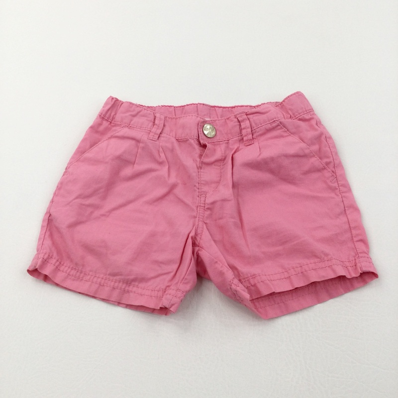 Pink Lightweight Cotton Shorts with Adjustable Waistband - Girls 2-3 Years