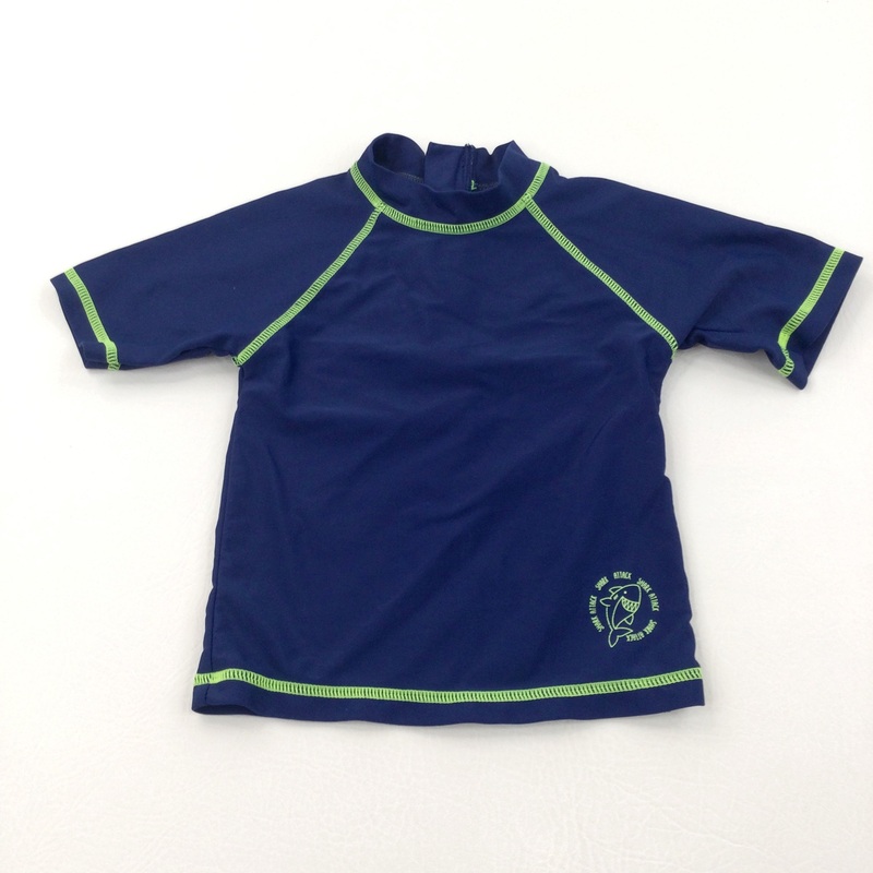 'Shark Attack' Navy & Lime Green Sun/Beach Top - Boys 9-12 Months