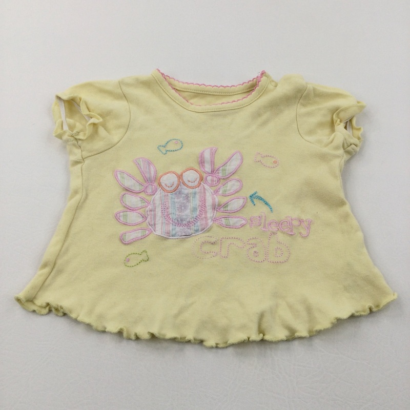 'Sleepy Crab' Yellow & Pink T-Shirt - Girls 6-9 Months