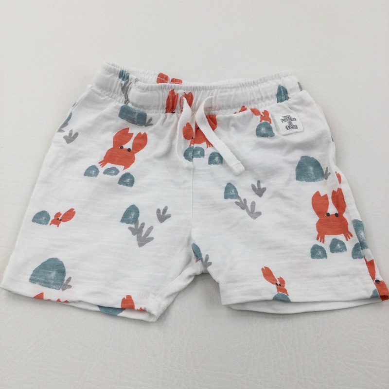 'The Future Is Ours' Crabs White & Orange Lightweight Jersey Shorts - Boys 9-12 Months