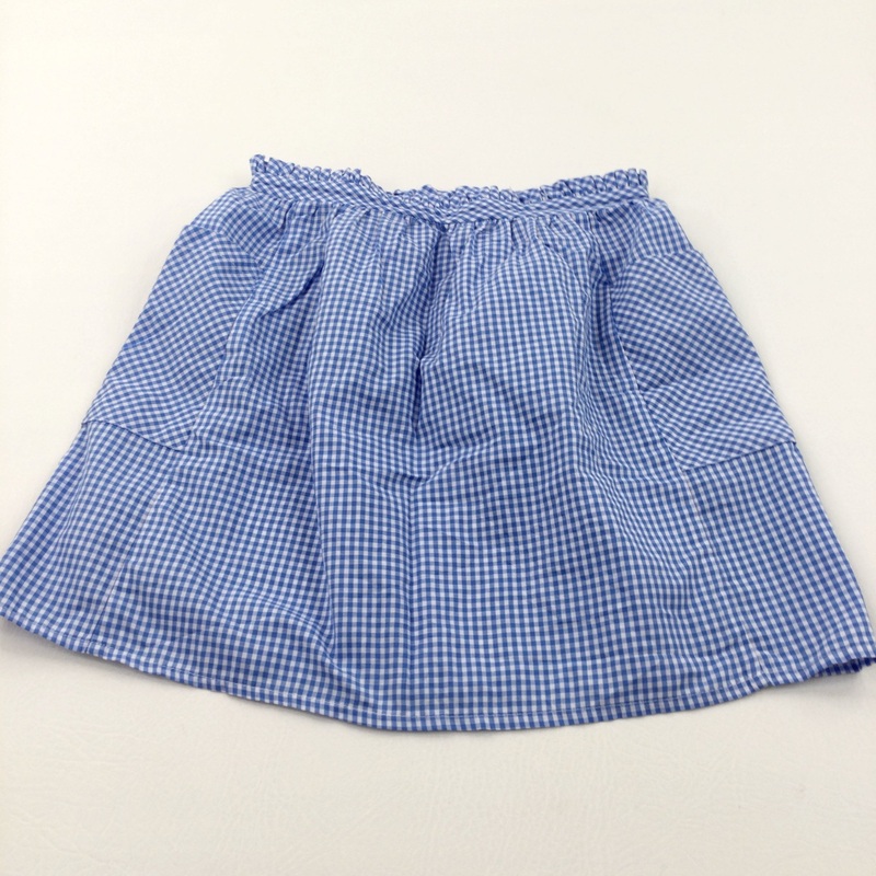 Blue Cotton Gingham Summer School Skirt - Girls 7-8 Years