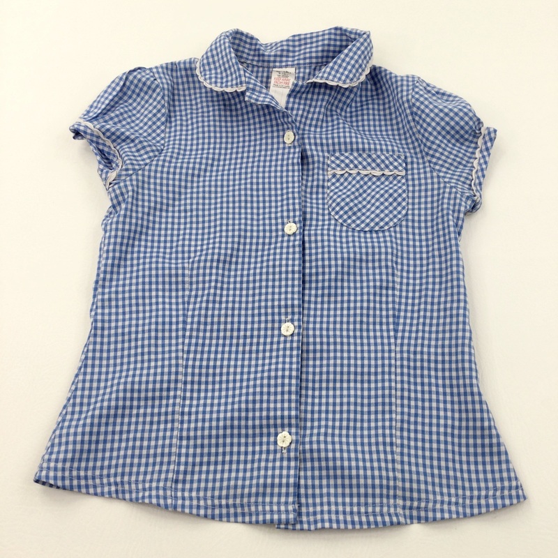 Blue Gingham Summer School Blouse - Girls 9-10 Years