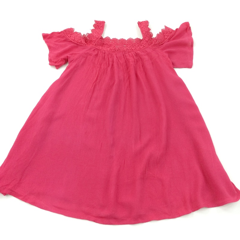 Broderie Detail Hot Pink Textured Viscose Blouse - Girls 6 Years