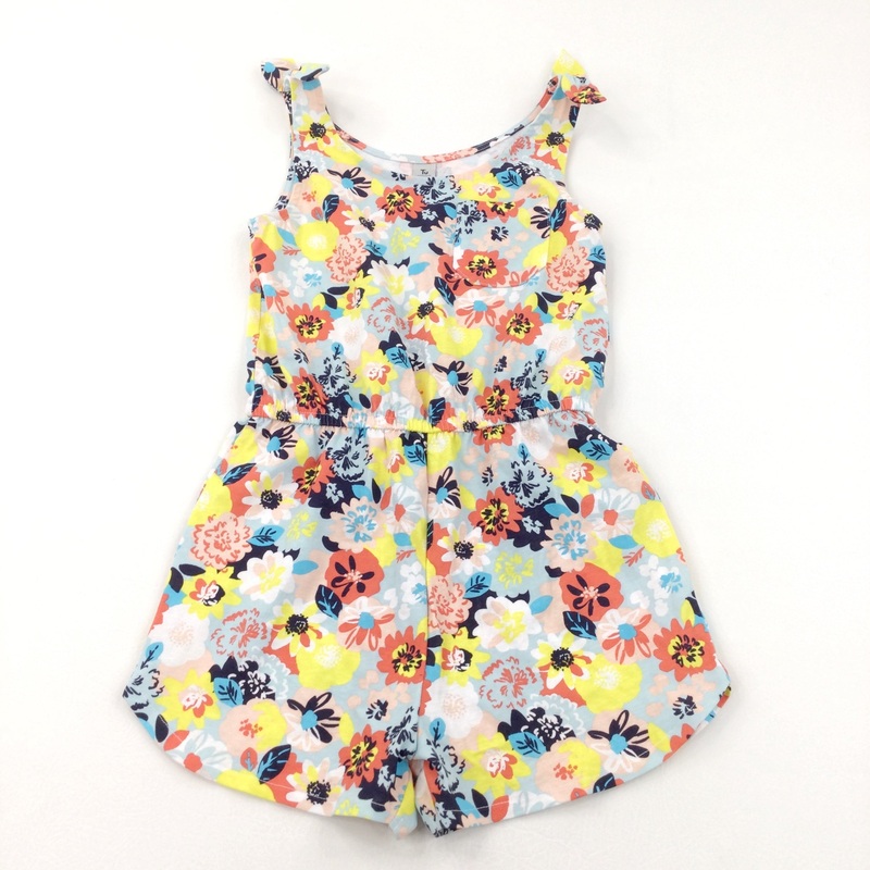 Colourful Flowers Jersey Playsuit - Girls 8 Years