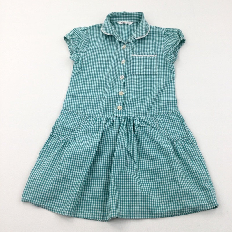 Green Gingham School Dress - Girls 5-6 Years