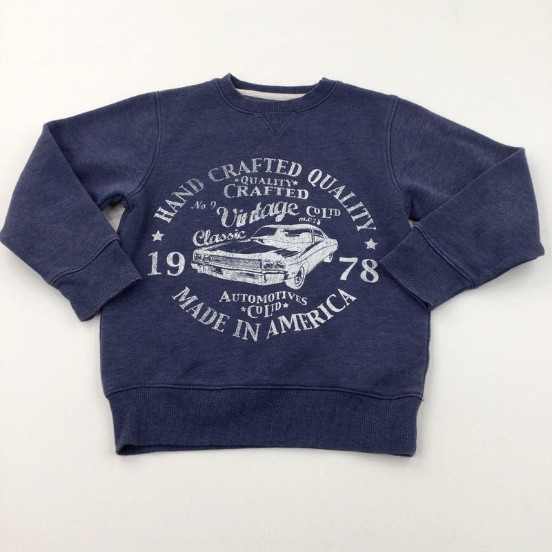 'Hand Crafted Quality' Car Blue Sweatshirt - Boys 6-7 Years