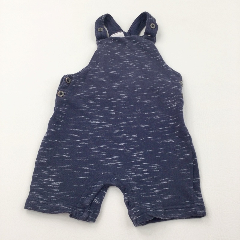 Navy Mottled Short Jersey Dungarees - Boys 12-18 Months