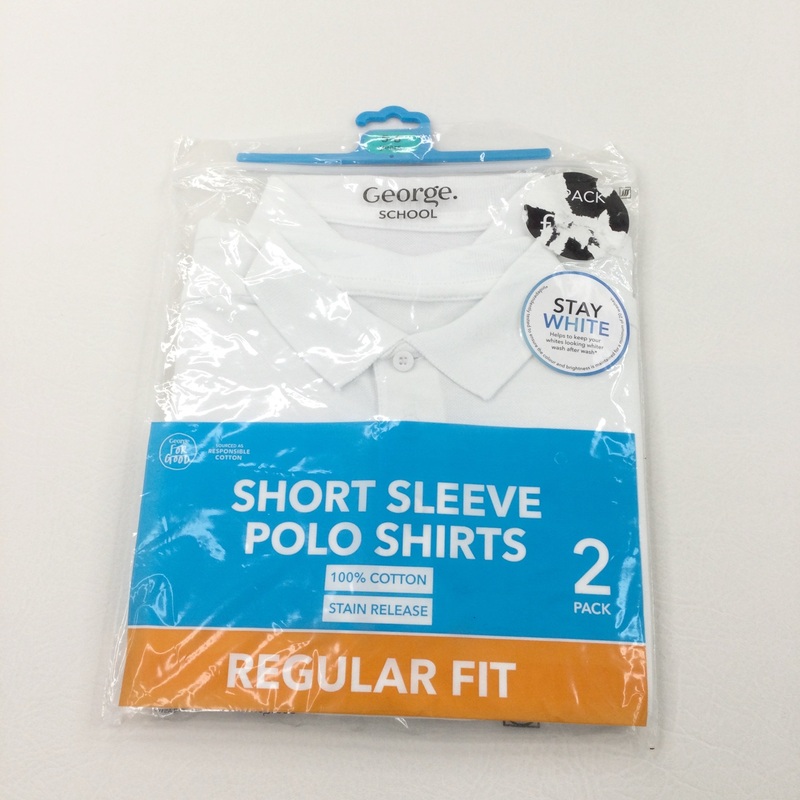 **NEW** 2 Pack White Short Sleeve School Polo Shirts - Boys 5-6 Years