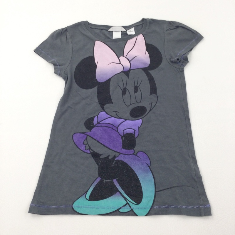 Sparkly Minnie Mouse Charcoal Grey Longline T-Shirt - Girls 8-10 Years
