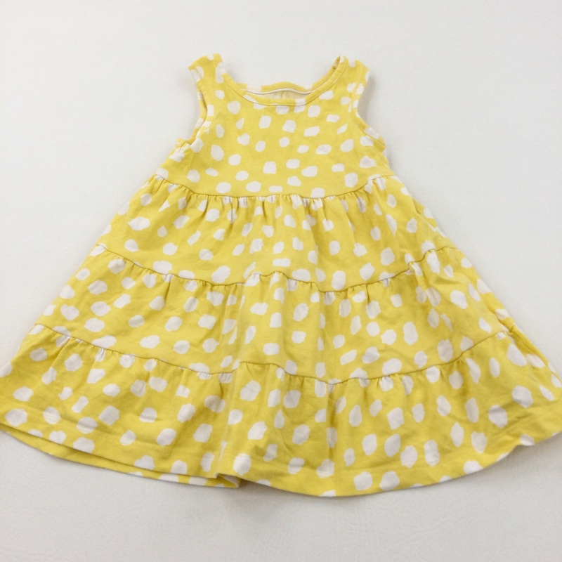Spotty White & Yellow Lightweight Jersey Sun Dress - Girls 18-24 Months