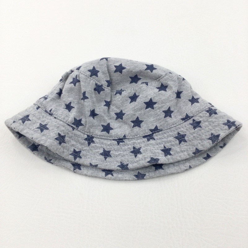 Stars Navy & Grey Jersey Sun Hat - Boys 12-18 Months