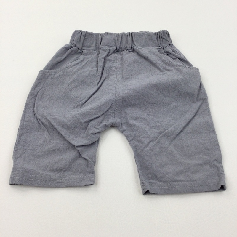 Textured Grey Lightweight Cotton Shorts - Boys/Girls 18-24 Months